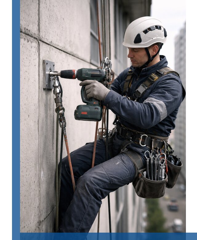 Установка анкерных точек для высотных работ в Сергиеве Посаде